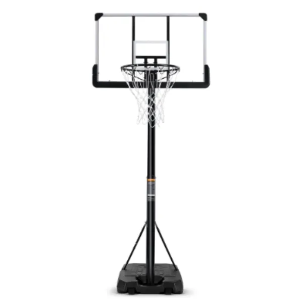 Sistema de aro de baloncesto portátil con altura ajustable de 7 pies, 6 pulgadas y 10 pies con tablero trasero de PVC de 44 pulgadas para interior y exterior