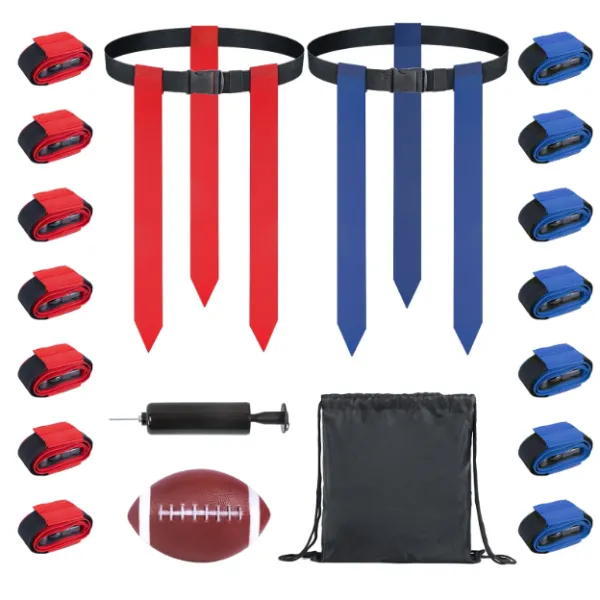 Juego de fútbol de bandera, cinturones de fútbol de bandera ajustables para 14 jugadores, para jóvenes, adultos y niños