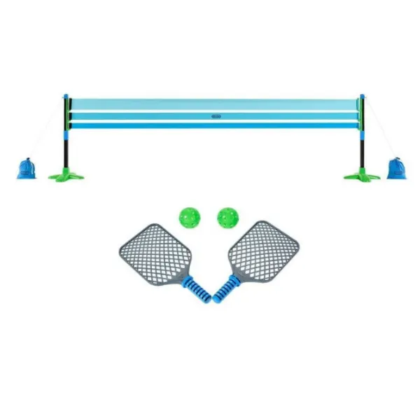 Juego de pickleball TotSports, incluye 2 paletas, 2 pelotas y red, para mayores de 3 años, color azul