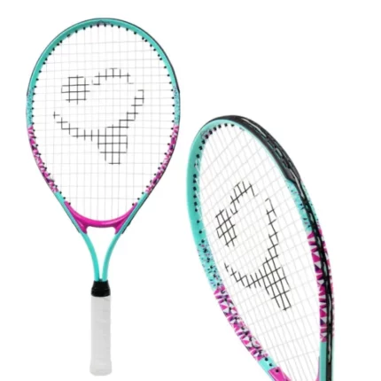 Raqueta de tenis para niños con videos de entrenamiento: raqueta de tenis juvenil de aluminio de 23 pulgadas, mango de neopreno