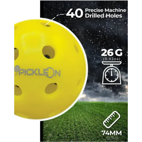 Pelotas de pickleball para exteriores, color amarillo neón, 40 hoyos, estándares de USAPA