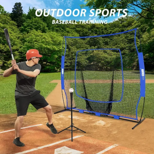 Red de práctica de béisbol y sóftbol de 7 x 7 pies con soporte para objetivo