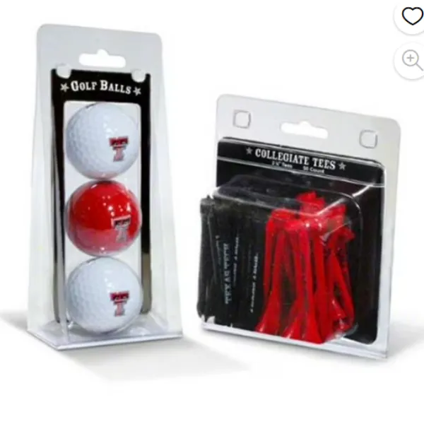 Paquete de 3 pelotas de golf y 50 tees de golf de la NCAA de Texas Tech